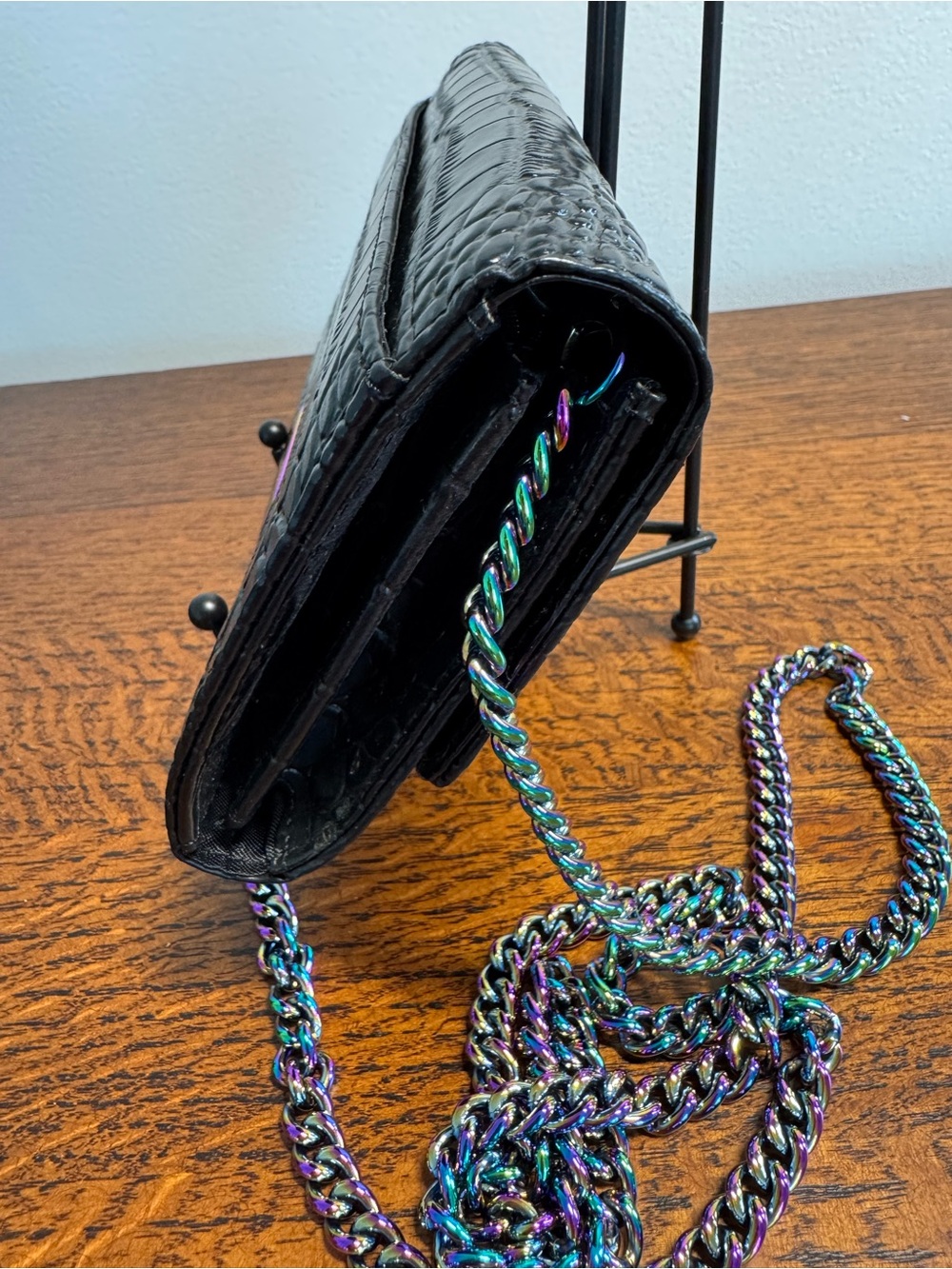 Kurt Geiger Black Croc Kensington Wallet with Rainbow Hardware - Like New - Picture 6 of 14